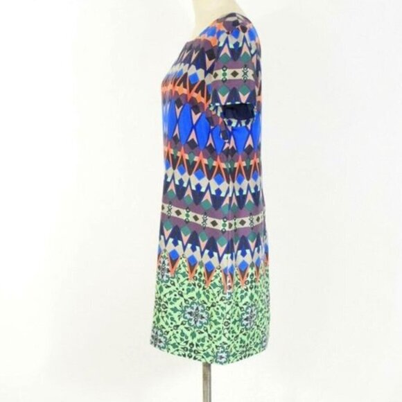 𝅺J. Crew Gemstone100% Silk Geometric Print Short Sleeve Mini Dress Size 00 - Picture 7 of 10
